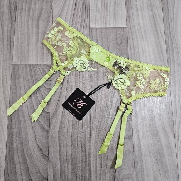 NWT Honey Birdette Whitney Apple Light Green Garter Belt Suspender Size M